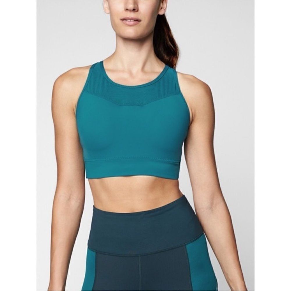 Athleta Gigi Bra Teal High Neck S